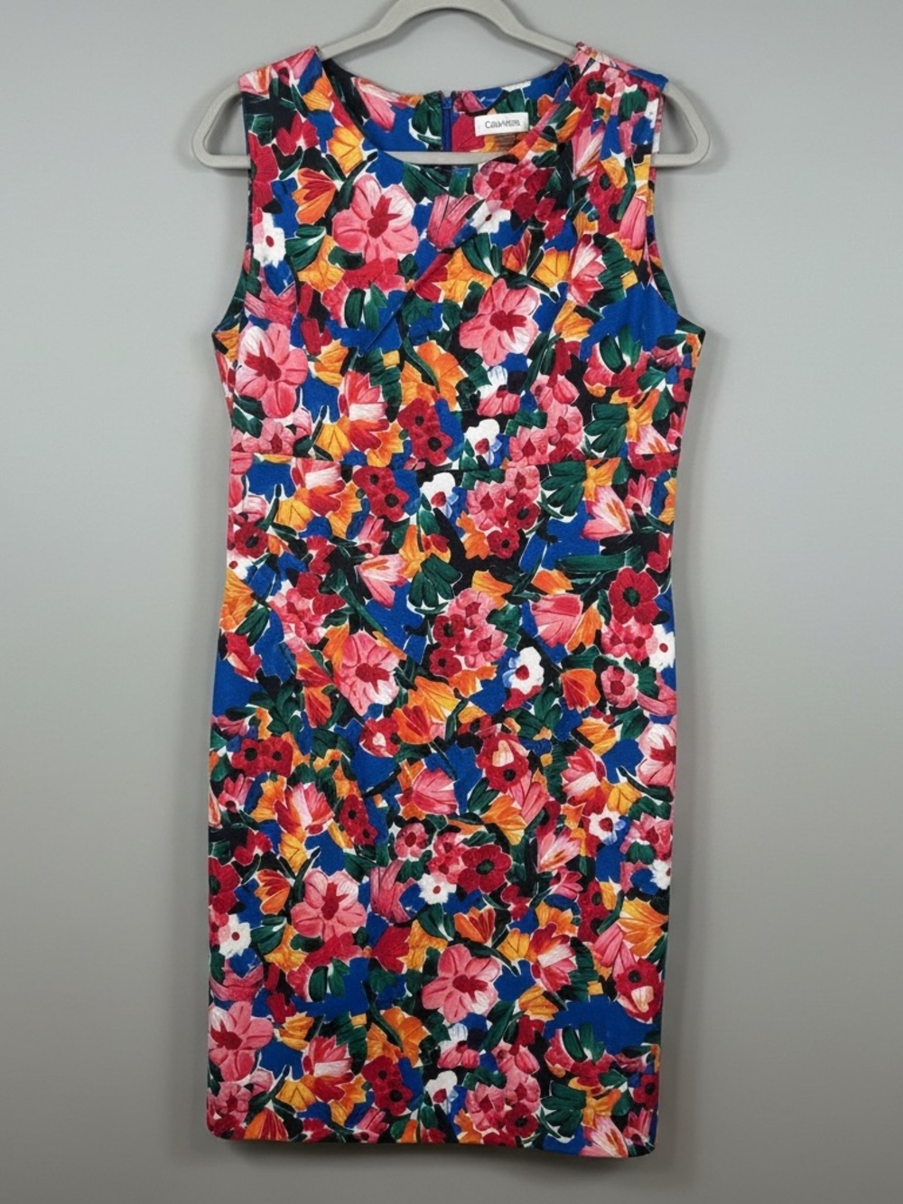 Calvin Klein Vibrant Floral Sleeveless Sheath Dress size 14